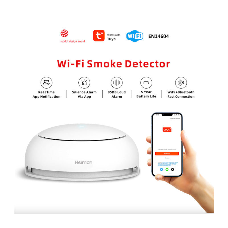 HEIMAN - Détecteur de fumée intelligent WIFI TUYA (Certifié EN14604) –  E-Connect